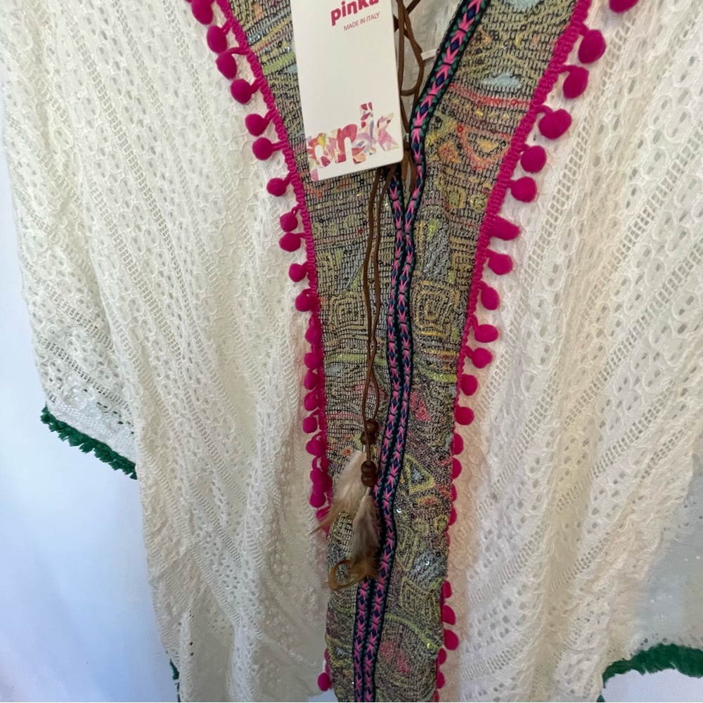 Pinka Crochet Poncho with Pink and Green Trim - Picture 2 of 4